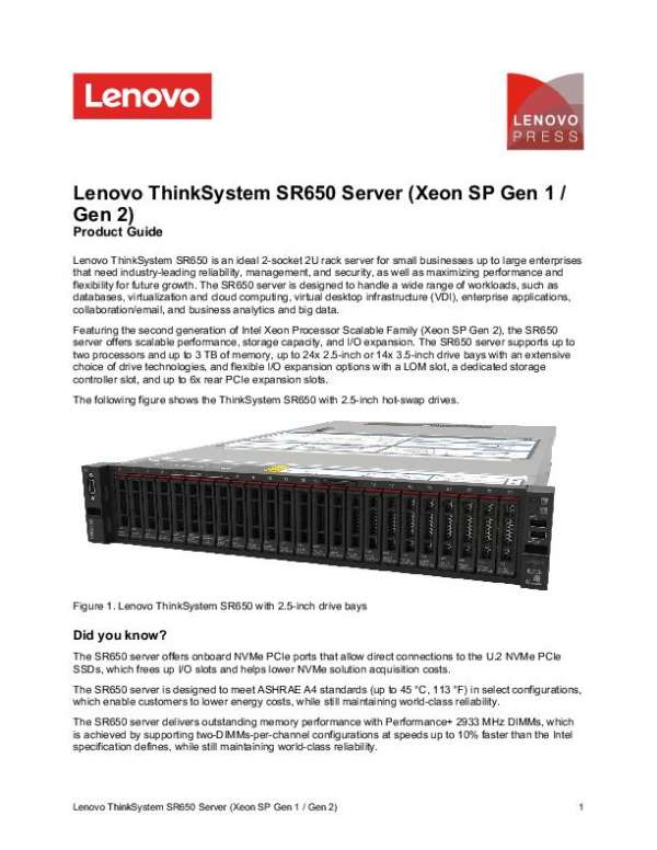 You are currently viewing ThinkSystem SR650 Server (Xeon SP Gen 1 / Gen 2)