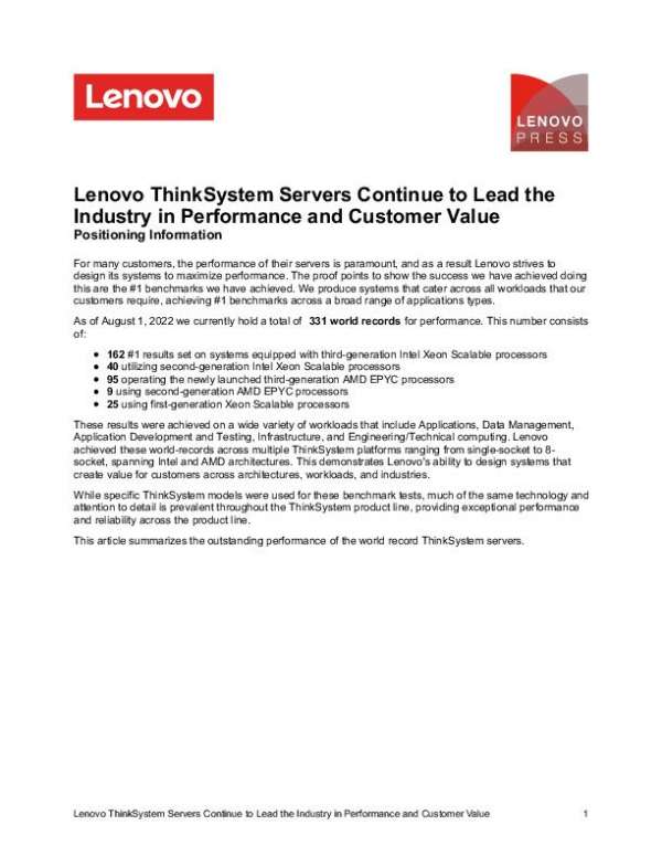 You are currently viewing ThinkSystem Servers Continue to Lead the Industry in Performance and Customer Value