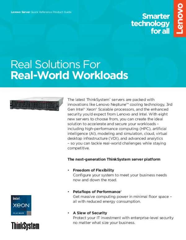 You are currently viewing Real Solutions for Real-World Workloads: Lenovo Server Quick Reference product guide