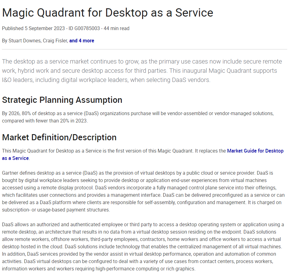 You are currently viewing 2023 Gartner Magic Quadrant for Desktop as a Service – Free Offer