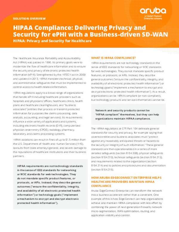 You are currently viewing HIPAA Compliance: Delivering Privacy and Security for ePHI with a Business-driven SD-WAN