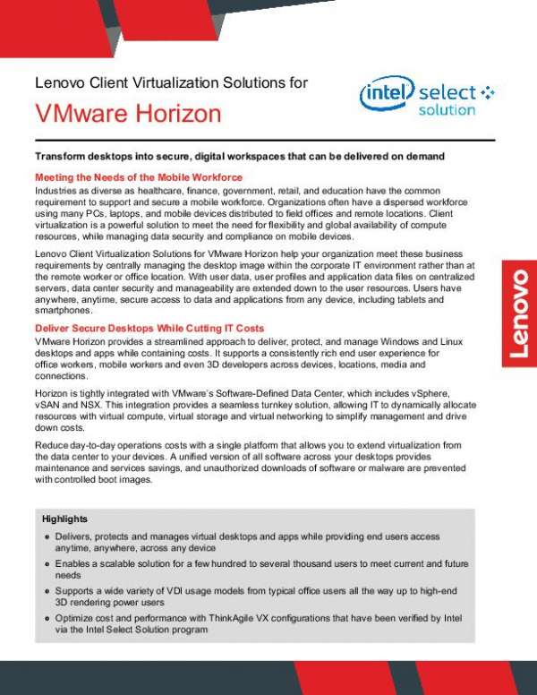 You are currently viewing Lenovo Client Virtualization Solutions for VMware Horizon