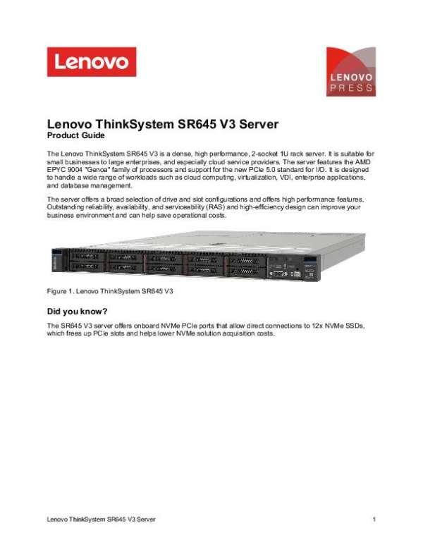 You are currently viewing ThinkSystem SR645 V3 Server