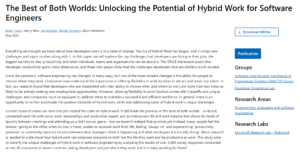 Read more about the article The Best of Both Worlds: Unlocking the Potential of Hybrid Work for Software Engineers