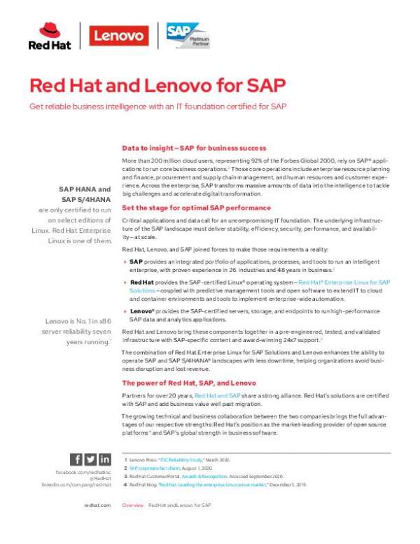 You are currently viewing Red Hat and Lenovo for SAP