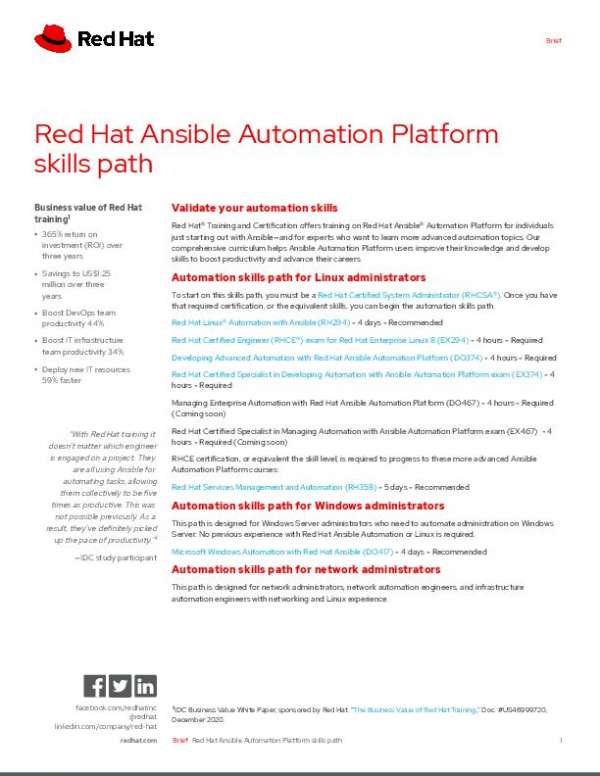 You are currently viewing Red Hat Ansible Automation Platform skills path