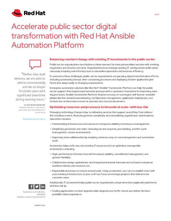 You are currently viewing Accelerate public sector digital transformation with Red Hat Ansible Automation Platform