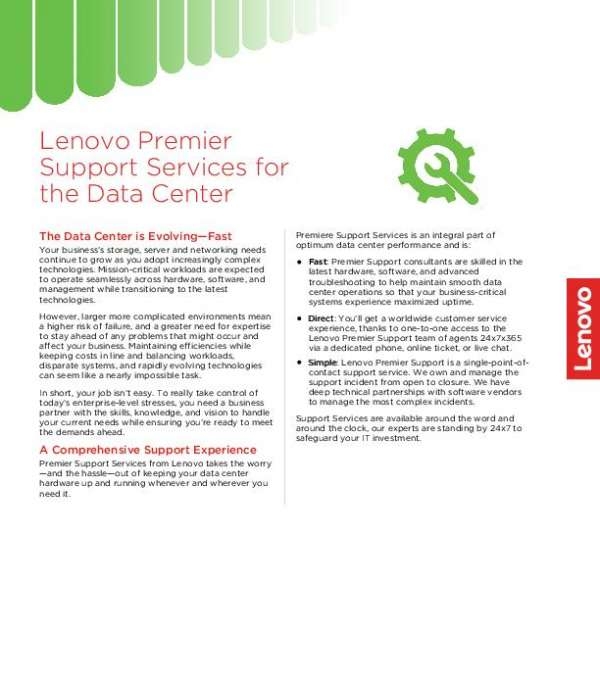 You are currently viewing Lenovo Premier Support Services for the Data Center