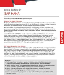 Read more about the article Lenovo Solutions for SAP HANA