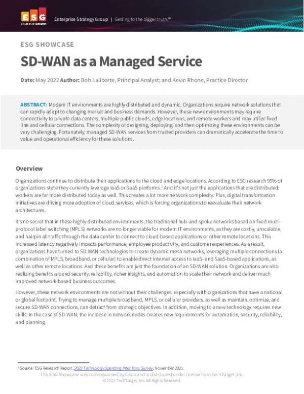 You are currently viewing ESG Showcase: SD-WAN as a Managed Service