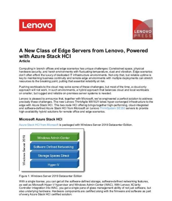 You are currently viewing A New Class of Edge Servers from Lenovo, Powered with Azure Stack HCI