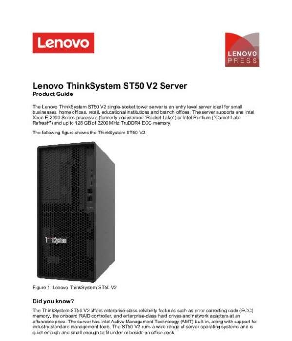 You are currently viewing Lenovo ST50 Tower Server Product Guide