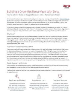 Read more about the article Zerto Cyber Resilience Vault