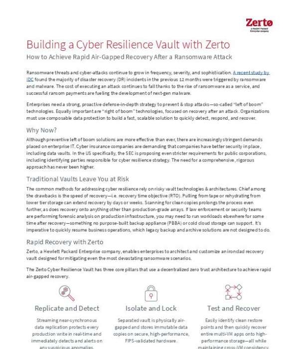 You are currently viewing Zerto Cyber Resilience Vault