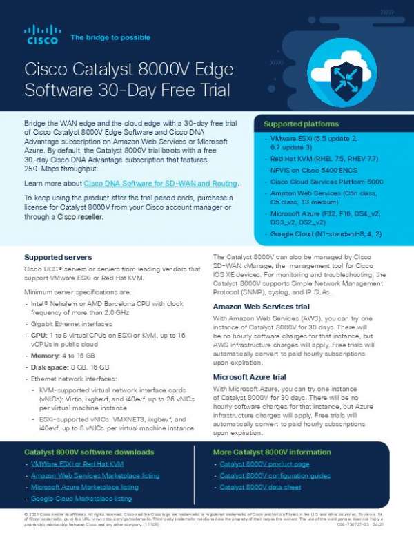 You are currently viewing Cisco Catalyst 8000V Trial Offer
