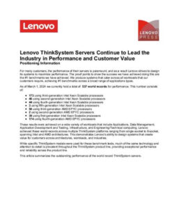 Read more about the article Lenovo ThinkSystem Servers Continue to Lead the Industry in Performance and Customer Value