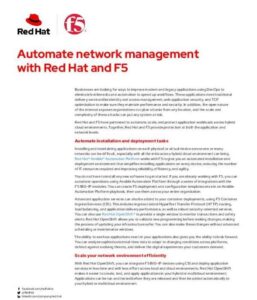 Read more about the article Automate network management with Red Hat and F5