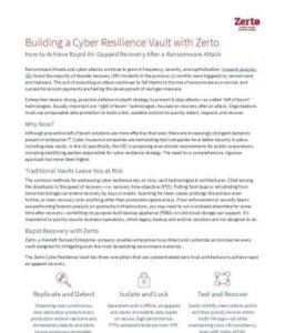 Read more about the article Building a Cyber Resilience Vault with Zerto