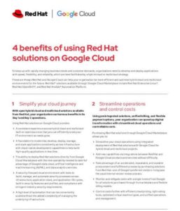 Read more about the article 4 benefits of using Red Hat solutions on Google Cloud