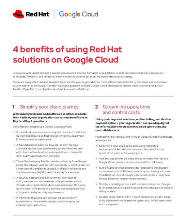 You are currently viewing 4 benefits of using Red Hat solutions on Google Cloud