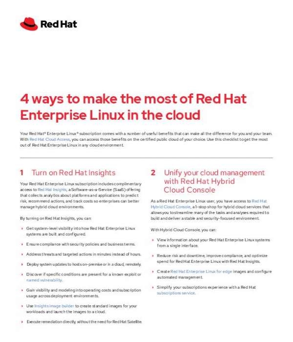 You are currently viewing 4 ways to make the most of Red Hat Enterprise Linux in the cloud