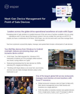 Read more about the article Esper for Restaurant Point of Sale Devices