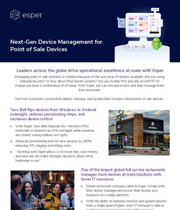 You are currently viewing Esper for Restaurant Point of Sale Devices
