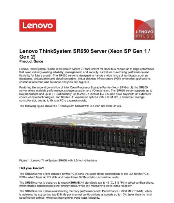 You are currently viewing ThinkSystem SR650 Server