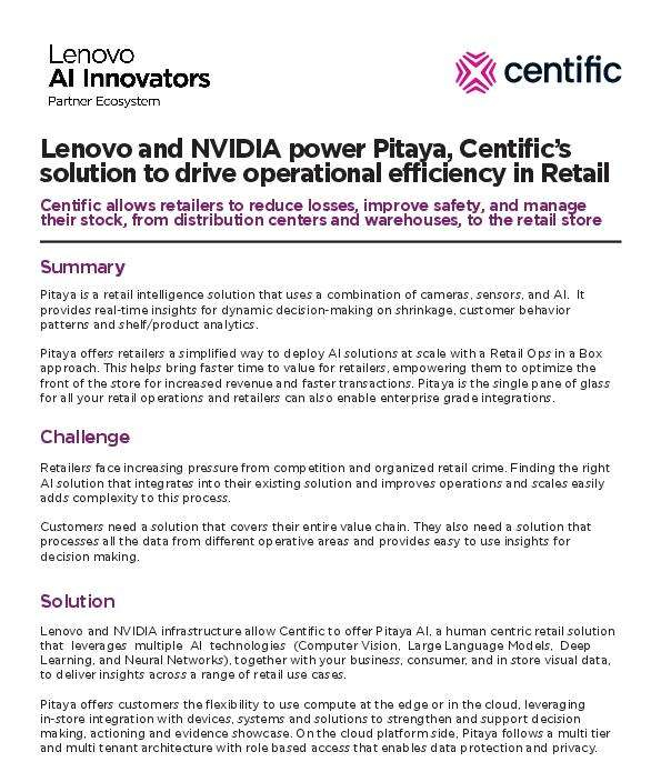 You are currently viewing Lenovo and NVIDIA power Pitaya, Centific’s solution to drive operational efficiency in Retail