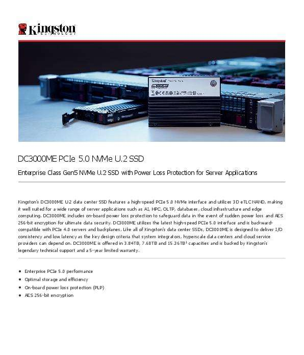 You are currently viewing Enterprise Class Gen5 NVMe U.2 SSD with Power Loss Protection for Server Applications