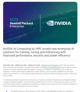 Read more about the article NVIDIA_AI_Computing by HPE Unveils_New AI Solutions