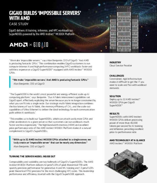 Read more about the article GIGAIO BUILDS ‘IMPOSSIBLE SERVERS’ WITH AMD