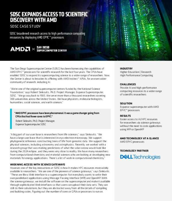 Read more about the article SDSC EXPANDS ACCESS TO SCIENTIFIC DISCOVERY WITH AMD